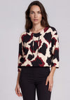 Se Moi Abstract Print Drawstring Detail Top, Wine