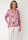 Se Moi Leaf Print Collar Top, Pink