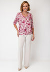 Se Moi Leaf Print Collar Top, Pink