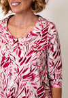 Se Moi Leaf Print Collar Top, Pink