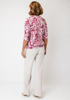 Se Moi Leaf Print Collar Top, Pink