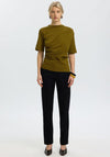 Selected Femme Woline Ruched T-Shirt, Green