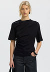 Selected Femme Woline Ruched T-Shirt, Black