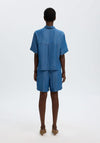 Selected Femme Denim-Look Polo Shirt, Blue