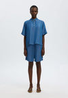 Selected Femme Denim-Look Polo Shirt, Blue