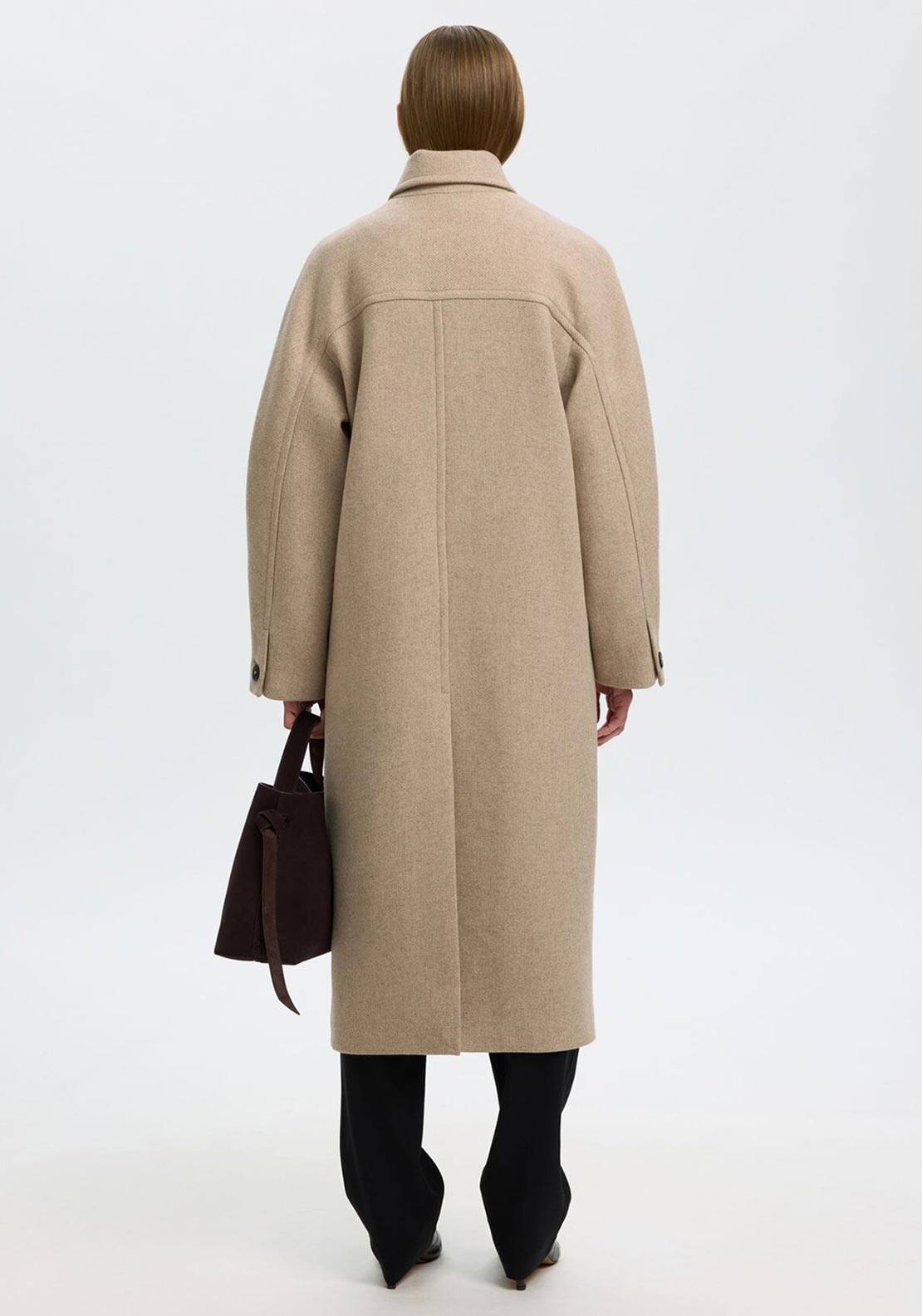 Selected Femme Raey Longline Wool-blend Coat, Beige