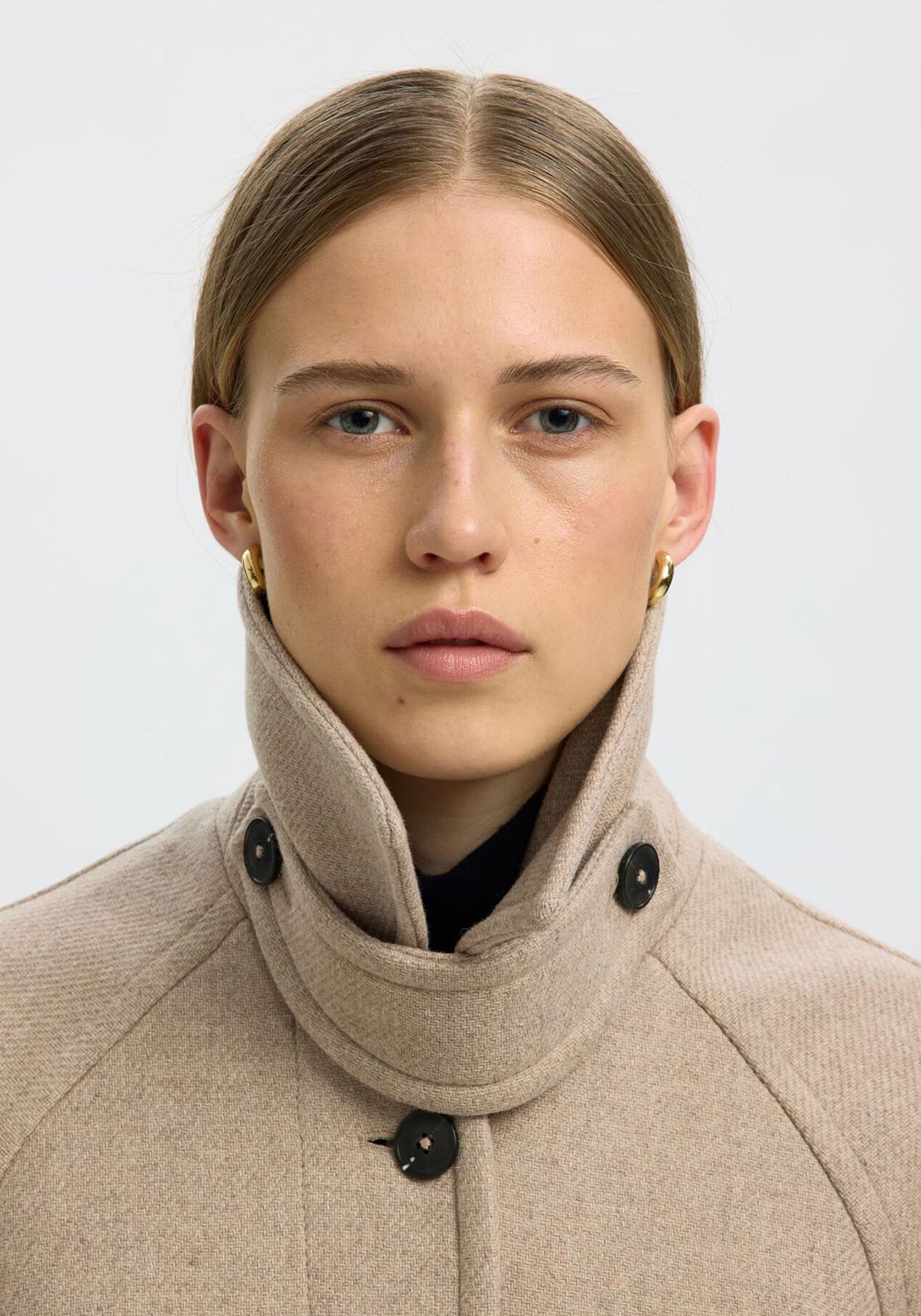 Selected Femme Raey Longline Wool-blend Coat, Beige