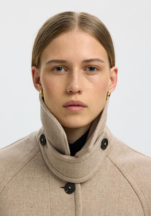 Selected Femme Raey Longline Wool-blend Coat, Beige