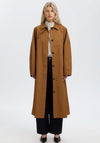 Selected Femme Longline Cotton Coat, Toffee Brown