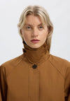 Selected Femme Longline Cotton Coat, Toffee Brown