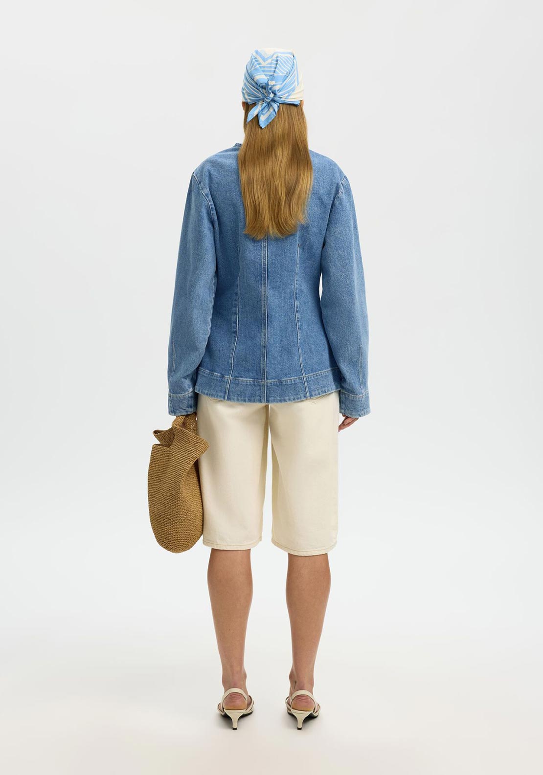 Selected Femme Button-Down Denim Jacket, Blue