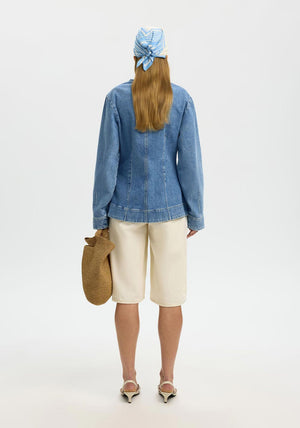 Selected Femme Button-Down Denim Jacket, Blue