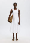 Selected Femme Ladder Stitch Midi Dress, White