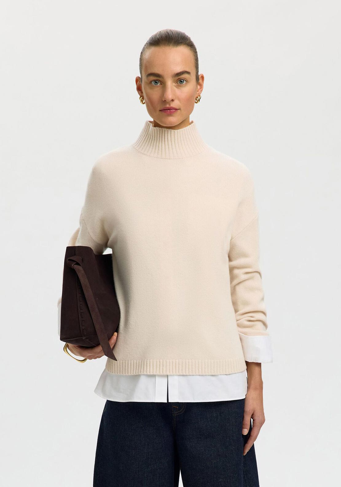 Selected Femme Manja Long Sleeve Top, Off-White