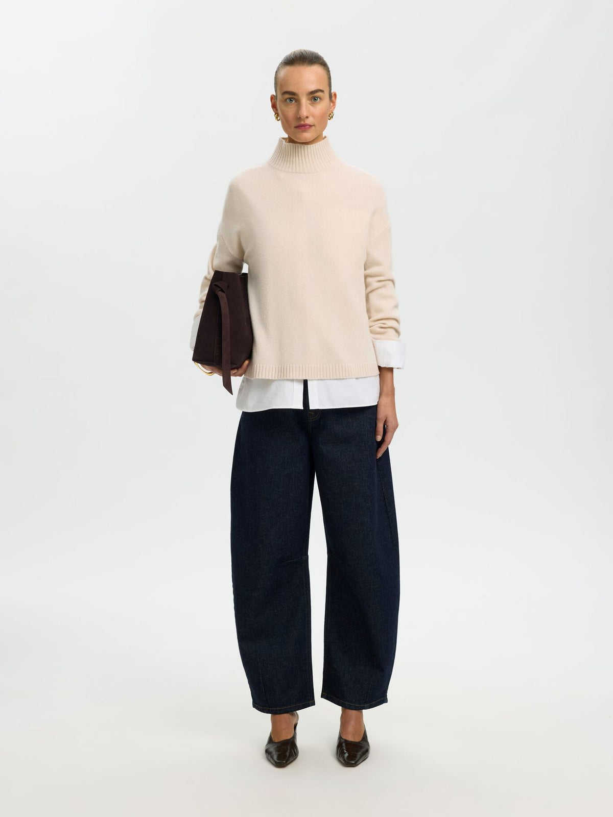 Selected Femme Cille High Neck Top, Off-White
