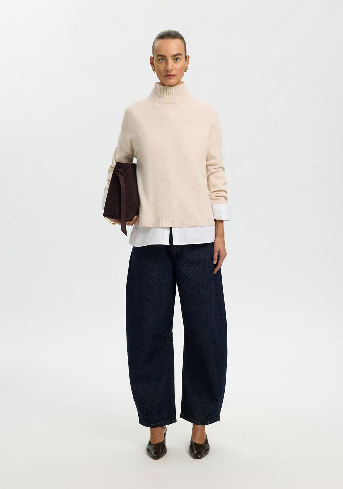 Selected Femme Manja Long Sleeve Top, Off-White