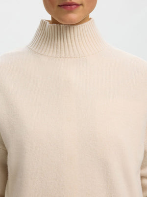 Selected Femme Cille High Neck Top, Off-White