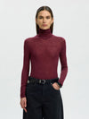Selected Femme Vendy Sheer Roll Neck Top, Wine