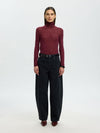 Selected Femme Vendy Sheer Roll Neck Top, Wine