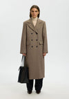 Selected Femme Wool Blend Longline Coat, Greige