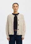 Selected Femme Lulu Wool Blend Knitted Cardigan, Light Beige