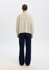 Selected Femme Lulu Wool Blend Knitted Cardigan, Light Beige