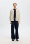 Selected Femme Lulu Wool Blend Knitted Cardigan, Light Beige