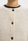 Selected Femme Lulu Wool Blend Knitted Cardigan, Light Beige