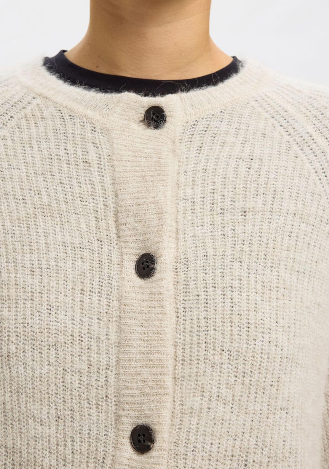 Selected Femme Lulu Wool Blend Knitted Cardigan, Light Beige