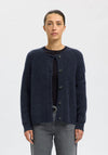 Selected Femme Lulu Wool Blend Knitted Cardigan, Navy