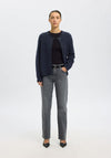 Selected Femme Lulu Wool Blend Knitted Cardigan, Navy