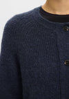 Selected Femme Lulu Wool Blend Knitted Cardigan, Navy