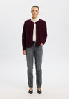 Selected Femme Lulu Wool Blend Knitted Cardigan, Wine