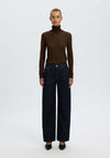 Selected Femme Vendy Sheer Roll Neck Top, Brown
