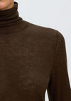 Selected Femme Vendy Sheer Roll Neck Top, Brown