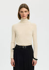 Selected Femme Vendy Sheer Roll Neck Top, Cream