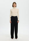 Selected Femme Vendy Sheer Roll Neck Top, Cream