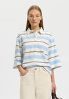 Selected Femme Striped Polo Sweater, Blue Multi