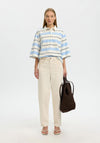 Selected Femme Striped Polo Sweater, Blue Multi