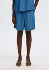 Selected Femme Elasticated Denim-Look Shorts, Blue
