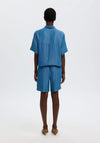 Selected Femme Elasticated Denim-Look Shorts, Blue