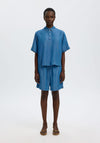 Selected Femme Elasticated Denim-Look Shorts, Blue