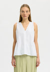 Selected Femme V-Neck Sleeveless Blouse, White