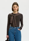 Selected Femme Manja Long Sleeve Top, Brown