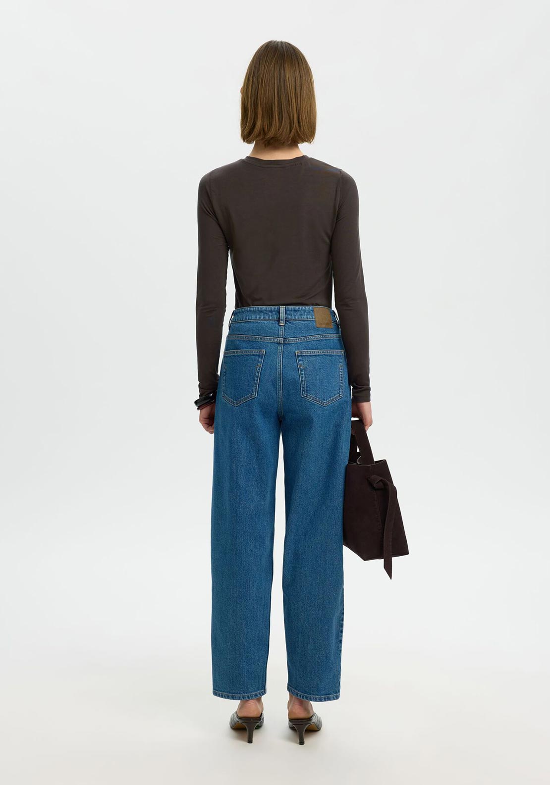 Selected Femme Manja Long Sleeve Top, Brown