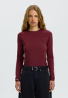 Selected Femme Manja Long Sleeve Top, Wine
