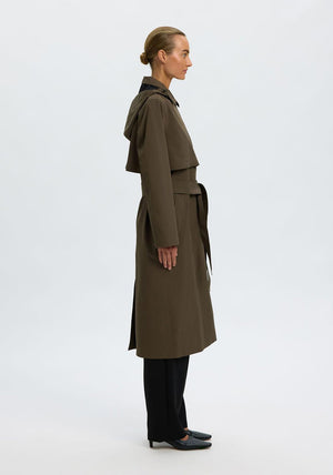 Selected Femme A-line Trenchcoat, Green