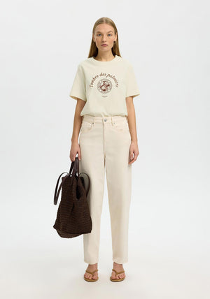 Selected Femme Graphic Print T-Shirt, Cream