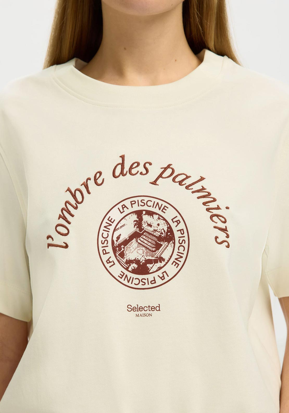 Selected Femme Graphic Print T-Shirt, Cream