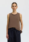 Selected Femme Cotton Tank Top, Brown